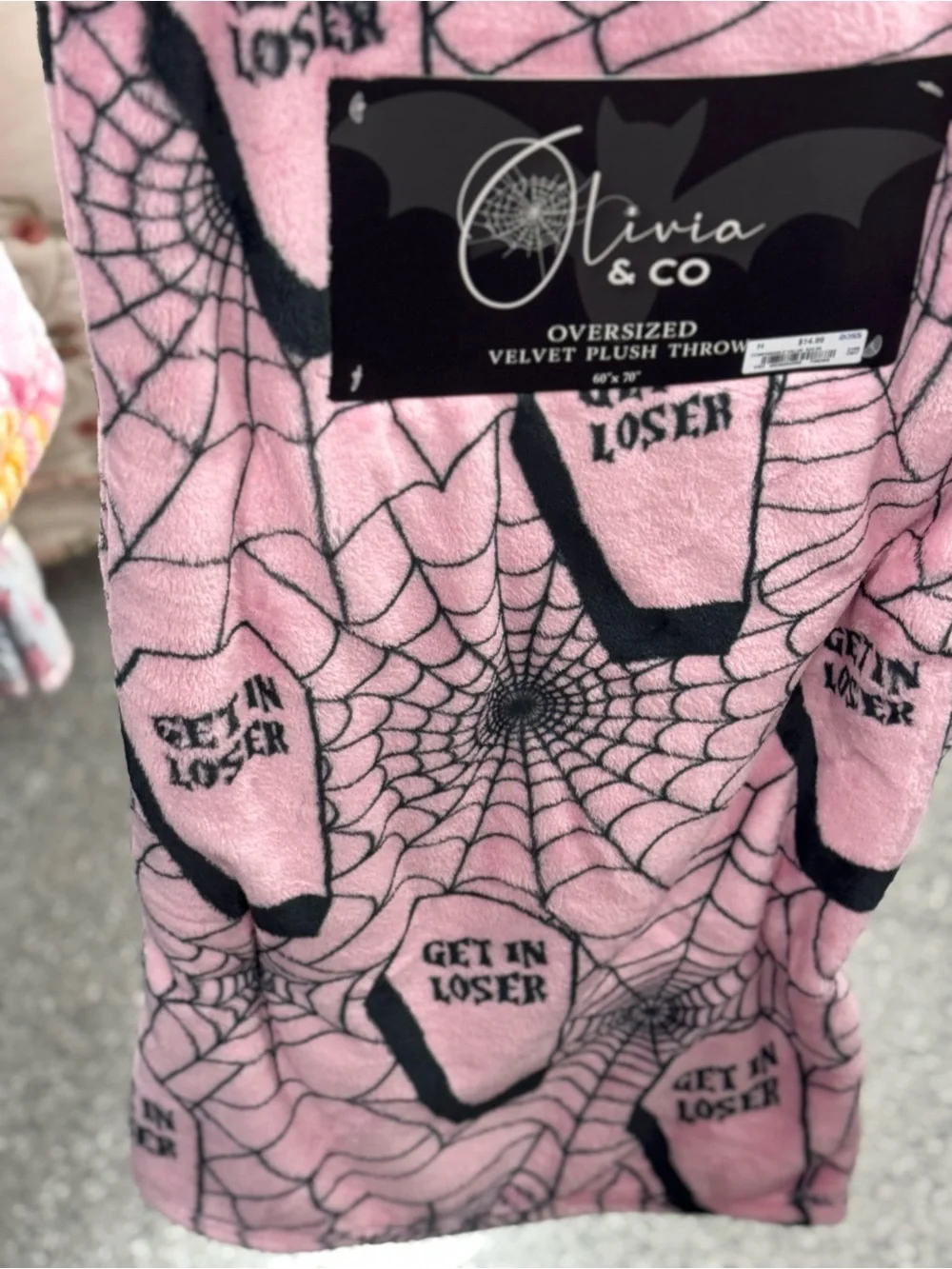 Pink Spiderweb Plush Throw Blanket